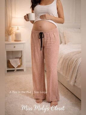A Pea in the Pod Maternity Pink Lounge Pants Soft Cozy Drawstring L